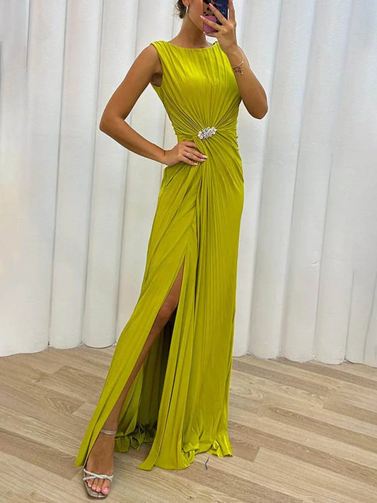 Serena | Pleated Maxi Evening Dress