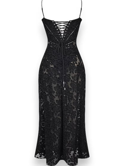 Amara Blossom Black Floral Vintage Gown