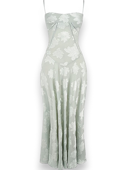 Amara Blossom Green Floral Vintage Gown
