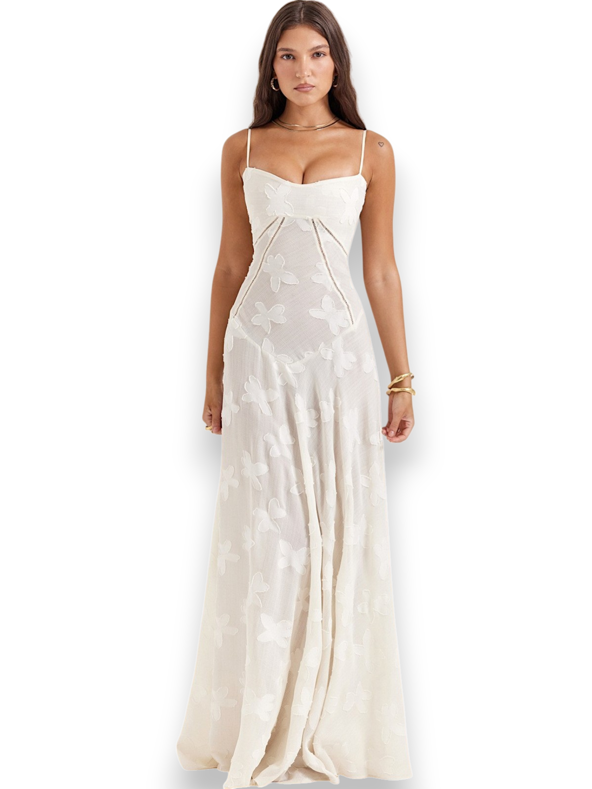 Amara Blossom White Floral Vintage Gown