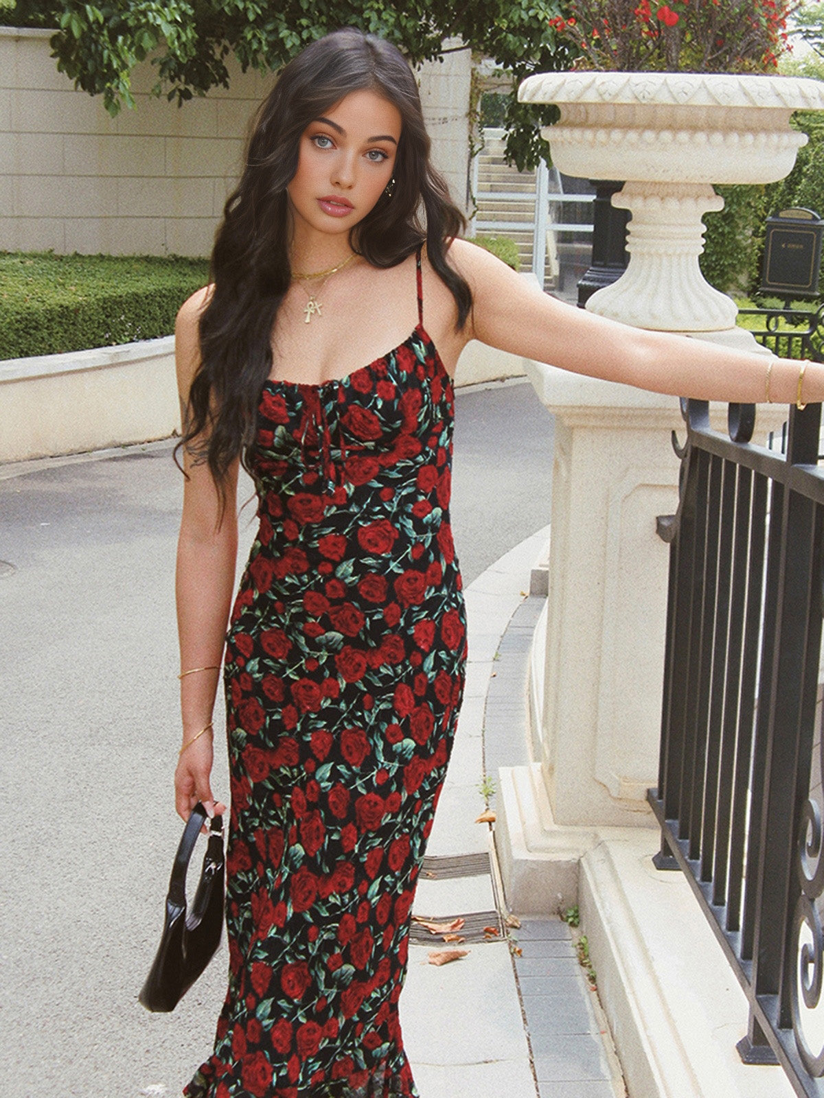 Elara Floral Elegance Cami Long Dress