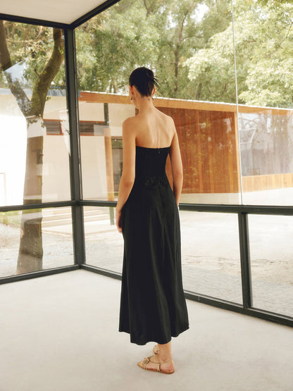 Elara Linen Blend Maxi Dress
