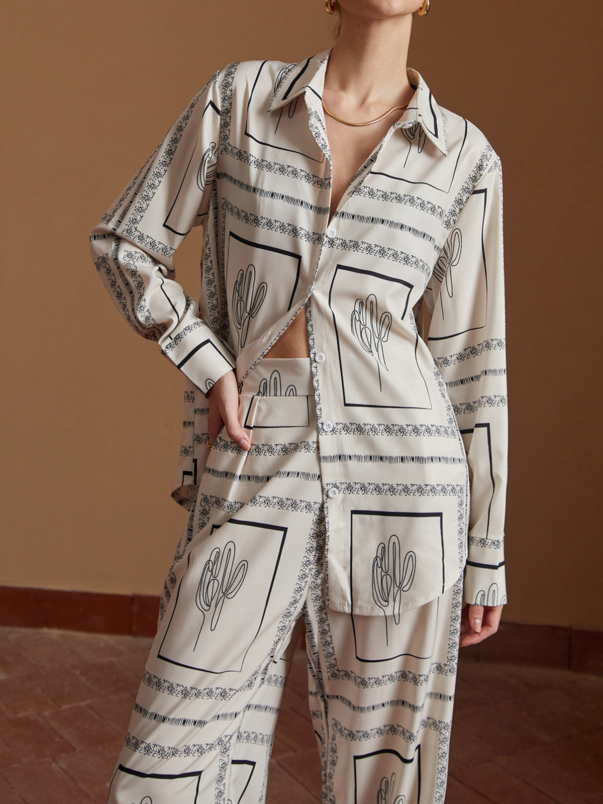 Mira Satin Cactus Print Set