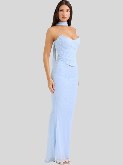 Isla Satin Crepe Corset Evening Gown