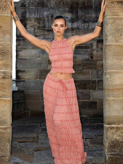 Giselle - Ruffle Set Elegant Two-Piece Ensemble