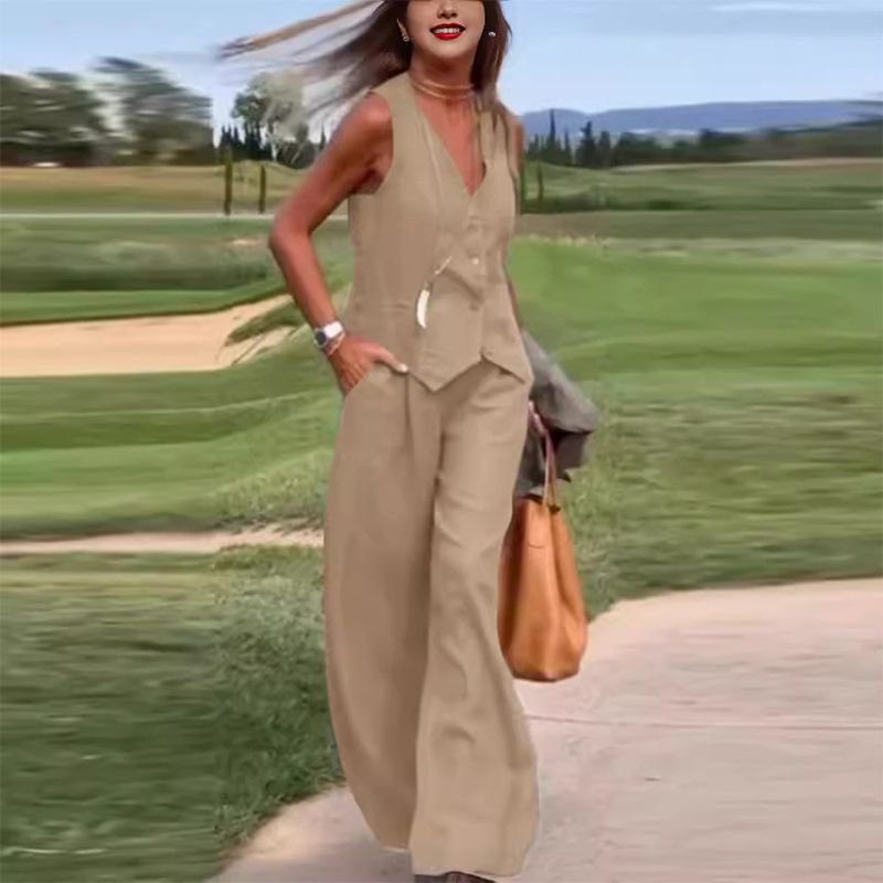 Luna - Versatile Linen Vest and Pants Set