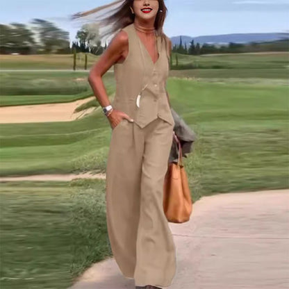 Luna - Versatile Linen Vest and Pants Set