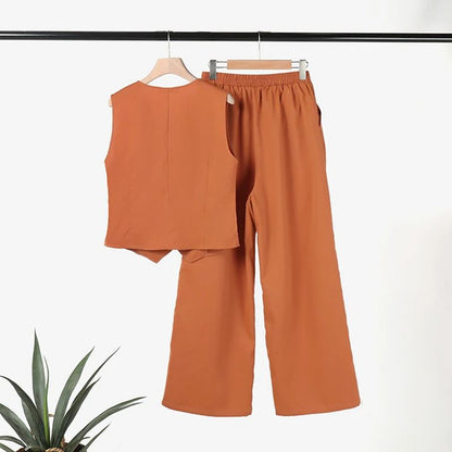 Luna - Versatile Linen Vest and Pants Set