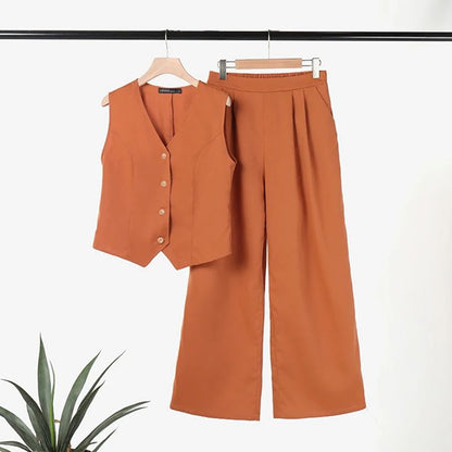 Luna - Versatile Linen Vest and Pants Set
